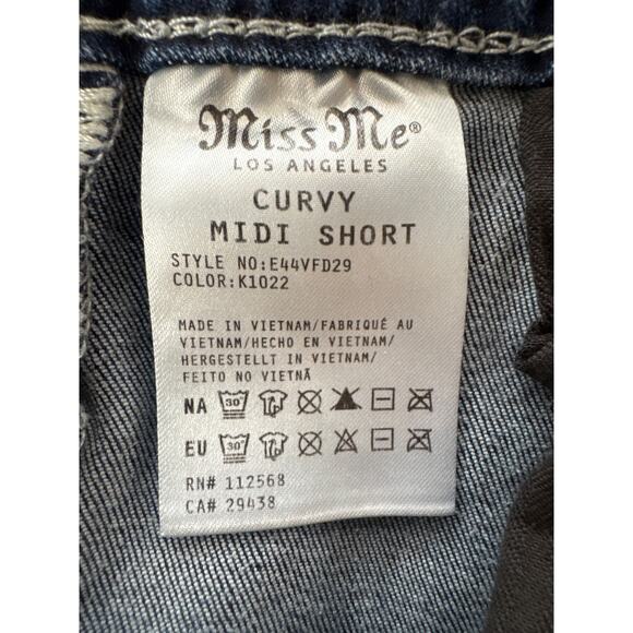 Miss Me Womens Jean Shorts Size 28 Faux Diamond Stud Bold Stitching Distressed - Picture 7 of 8